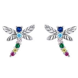 SHERCHPRY 1 Pair of Dragonfly Earrings, Colourful Earrings for Women, Stud Earrings, Pendant Earrings for Silver Earrings, Miss, Silver, No Gemstone