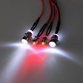 GDOOL 4 LEDs RC LED Light Headlights Taillight Kit Accessories Compatible with Traxxas HSP Tamiya Redcat RC4WD Axial SCX10 RC Cars Truck Tank Crawler(2 Red and 2 White)