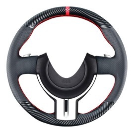 Carkooler DIY Stitching Carbon Fiber Steering Wheel Cover for Toyota 86 / Scion FR-S 2013-2016 / Subaru BRZ 2013 2014 2015 2016 15 inches Leather Interior Accessories (Carbon Fiber+Leather)