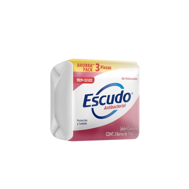 Escudo Antibacterial, Jabón de Tocador Protección con Vitamina E, 3