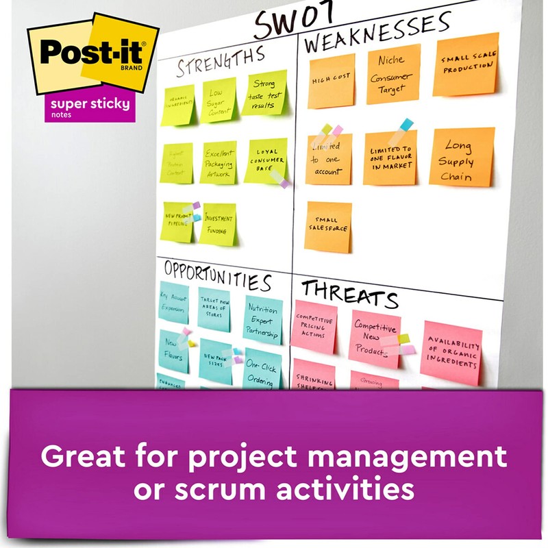 Post-it Super Sticky Notes, 2x Sticking Power, 3 x 3-Inches,