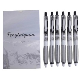 Fengtaiyuan GRB05P6 Silent Press Neutral Pen - Black Ink, 0.5mm Bullet Head, Smooth Writing, 6 Count (Black05P6)