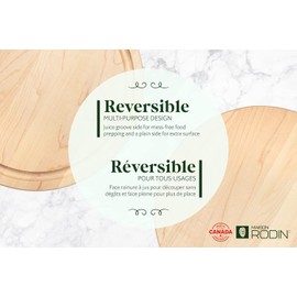 MAISON RODIN Wood Cutting Board 11"x11", Canadian Maple Wood, Round Steak Board with Juice Groove, Made in Canada, Charcuterie Board, Kitchen Essentials