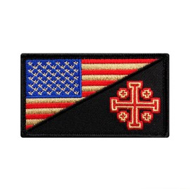 USA Flag Jerusalem Cross Patch (Hook Fastener-MTB26)