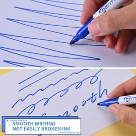 Cgerma Permanent Markers Fine Point, 32 Pack Blue Fine Tip Permanent Markers Set, Quick Drying, Fade Resistant, Works on Plastic, Wood, Stone, Metal and Glass For Home, Office, School