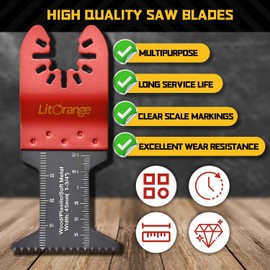 Litorange 22PCS Oscillating Saw Blades, Professional Wood/Metal/Plastic Universal Multitool, Quick Release Saw Blades Titanium Oscillating Multitool Blade for Wood, Metal and Hard Material