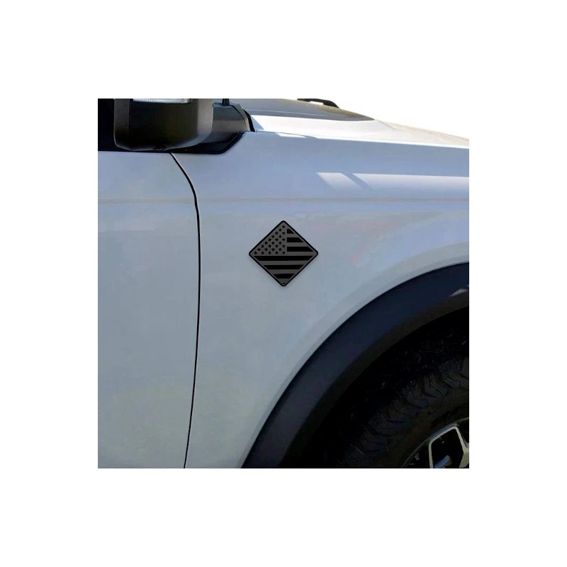 Emblem Badge Fender Badge Pair - American Flag Bronco Outer