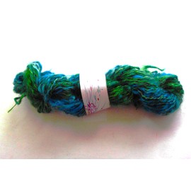 Bloomingdale Farm Green Blue Fuzzy Mohair Wool Metallic Blend Bulky Hand Spun Art Yarn