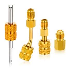 Alrhso 4 Pcs R410a Adapter, Mini Swivel Adapter Split Charging Vacuum Port Adapters with 5/16 Inch Female Quick Coupler to 1/4 Inch Male Flare for Air Conditioner Refrigeration