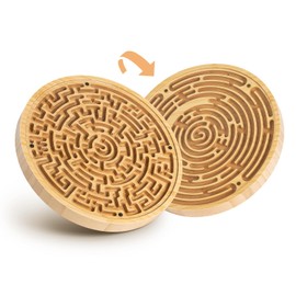 The Crazy Labyrinth Game, 2-in-1 Double-Sided Functional Labyrinth Board Game, Wooden Maze Puzzle with Two Steel Balls, Free Velvet Bag