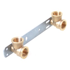 Aqbau® Mounting Unit, Mounting Plate, Wall Plate for Bathroom Taps, Water Drinking Water, Brass Metal, Mounting Plate Water Connection 1/2 x 1/2 Inch Distance of 150 mm