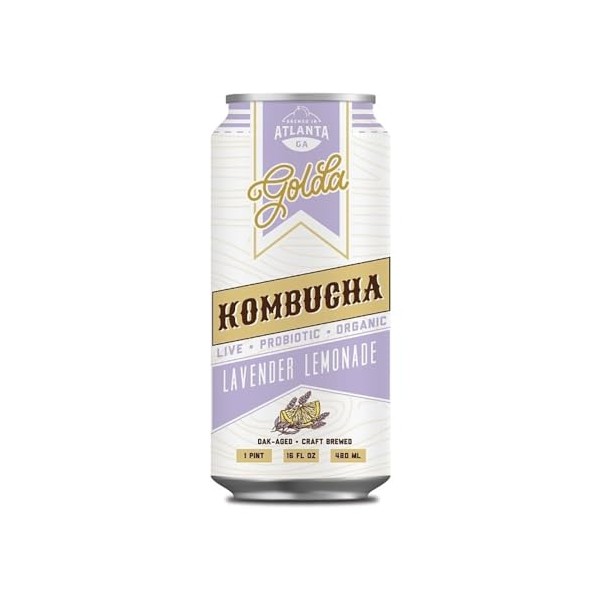 Golda Kombucha Lavender Lemonade Kombucha, 16 OZ, 12 Pack