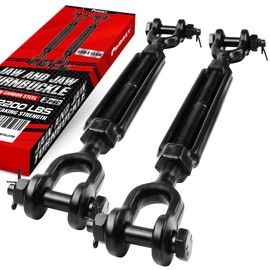 [Premium] 2 Pack 1/2”x13.4” Heavy Duty Jaw and Jaw Turnbuckle, 2200 lbs Working Load Limit, Weather Resistant, Durable Black Turnbuckle for Wire Rope Tension, Shade Sail Hardware, Sun Shade Tent