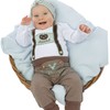 P.Eisenherz Short-sleeved bodysuit with braces and embroidery Lausbub green, Green,