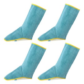 SSHHUI 2Pairs Blue Cow Leather Welding Boot Cow Leather Thermal Insulation Foot Protection Working Sleeves