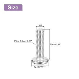 uxcell M5x20mm Flat Round Head Phillips Head Screws, 10Pcs 304 Stainless Steel Phillips Drive Machine Screw, Full Thread, Bright Finish, Furniture Screw Connection Bolt Screw