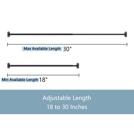 TYRON 2 Pack Screwed Sash Curtain Rod Adjustable 18-30 Inch, 3/8 In. Diameter, French Door Curtain Rods (Black)