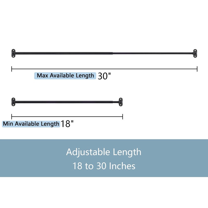 TYRON 2 Pack Screwed Sash Curtain Rod Adjustable 18-30 Inch,