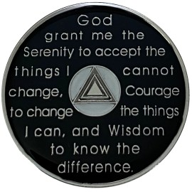 AA 6 Year Silver, Blue Color Plated Medallion, Alcoholics Anonymous Coin