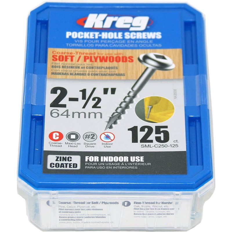 Kreg Pocket Hole Screw, 2.5 inches (64 mm), Coarse (125