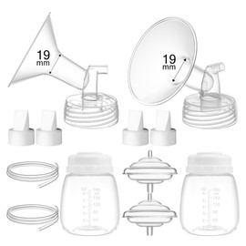 TOVVILD Replacement Pump Parts for Spectra S1 S2 9 Plus Synergy Gold Includes 19mm Flange Duckbill Valve Tubing Backflow Protector Bottle,Compatible with Motif Luna Cimilre Ameda MYA Pump