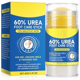 KMSH 60% Urea Foot Care Stick with 2% Salicylic Acid, Callus Remover for Dry Cracked Heels, Exfoliating Foot Moisturizer, Non-Greasy – 1.41 oz