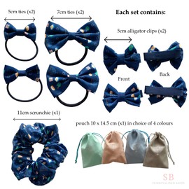 Chanukah Hanukkah hair bow and hair band set in Chanukah gift pouch (Blush)