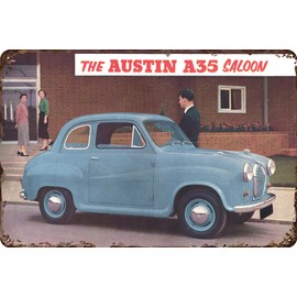 LUCKYLINDE Retro Tin Sign Suitable for Austin Oldtimer Fans and Lovers, Workshop and Garages Sign, 20 x 30 cm - A35 Saloon V1