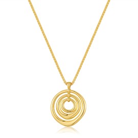 CLASSYZINT 18K Gold Plated Necklace Three Circle Pendant Necklace Boho Sweater Necklace For Women Fashion Jewelry Gift