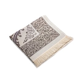 Muslim Prayer Mat and Beads with Elegant Slub Fabric Bag | Janamaz | Sajjadah | Soft Islamic Prayer Mat | Islamic Gifts | Prayer Rug Mat, Taffeta Fabric, Grey