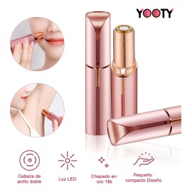 Yooty Depiladora Facial Eléctrica Para Mujer, Recortadora De Bikini, Belleza Y Cuidado Personal Con Luces Led Para Un Corte De Pelo Preciso, Indoloro E Instantáneo. (oro Rosa)