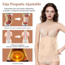 2-In-1 Fajas Postparto Cesarea, Faja Post Parto y Post Cesarea, Fajas Para Mujer Moldeadora Conjunto Con Cinturón de Apoyo Parto y Cinturón Pélvico, Ayuda a Restaurar el Abdomen (Beige, Medium)