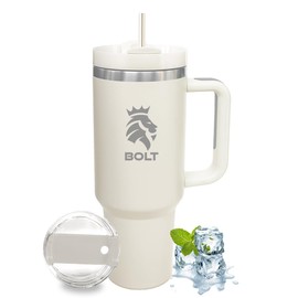 Generic Premium BOLT Tumbler with Lid and Straw, Insulated Cup for Water, Coffee, Hot Tea, Iced Tea, Smoothies, Simple and Modern Stainless Steel Quencher (Dune, Medium), BOLTTBLR-10