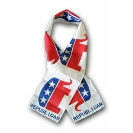 RFCO Republican Elephant Lightweight Flag Printed Knitted Style Scarf 8"x60"
