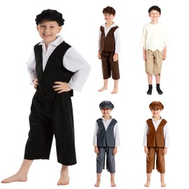 Charlie Crow Archie Victorian Boy Costume for Kids 5-7 Years. Black & White.