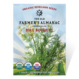 The Old Farmer's Almanac Organic Dill (Bouquet) Seeds - Approx 800 Seeds - Non-GMO, Open Pollinated, Heirloom, Organic
