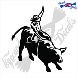 Eyecandy Decals Cowboy Riding Bull Rodeo 6" Decal Sticker Black