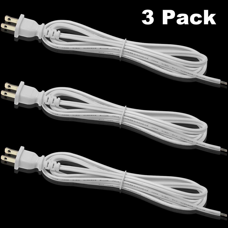 Fiada 3 Pack Lamp Cord with Molded Plug, Lamp Cord
