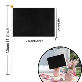 KERDA 25 Pack Solid Black Flags Small Mini Black DIY Graffiti Flags on Stick,Party Decorations for Grand Opening,Kids Birthday,Carnival,5x8 Inches