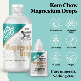 Keto Chow Keto Chow - Magnesium Drops - Ionic Magnesium Chloride w/Sodium, Potassium, Electrolytes - Trace Minerals Drops - Gluten Free, Sugar Free, Keto Friendly - from Utah's Great Salt Lake - 8.3 Fl Oz