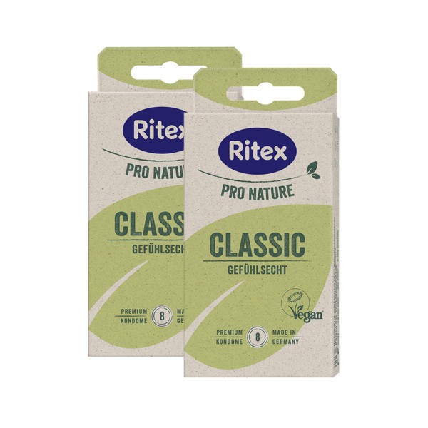 Ritex Pro Nature Classic Condoms - Natural Real Feel - Sustainable Fair Made in Germany, Pack of 16