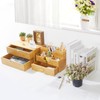 Charmewooden Bamboo Desk Organizer with 2 Drawers Makeup Storage Drawer