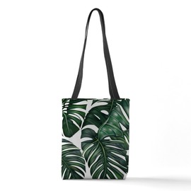 CafePress Monstera Leaves Pattern 13"x13" Reusable Grocery Shopping Sling Tote Bag