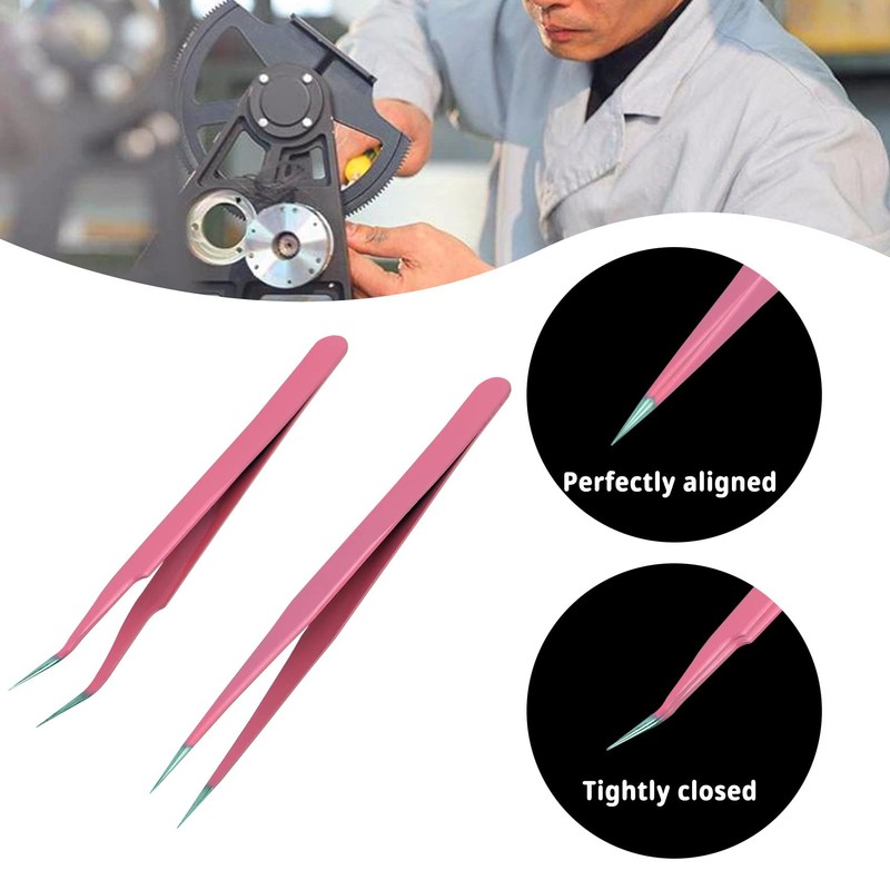 1Pcs Eyelash Tweezers, Nair Art Tweezers Straight and Curved Tip,