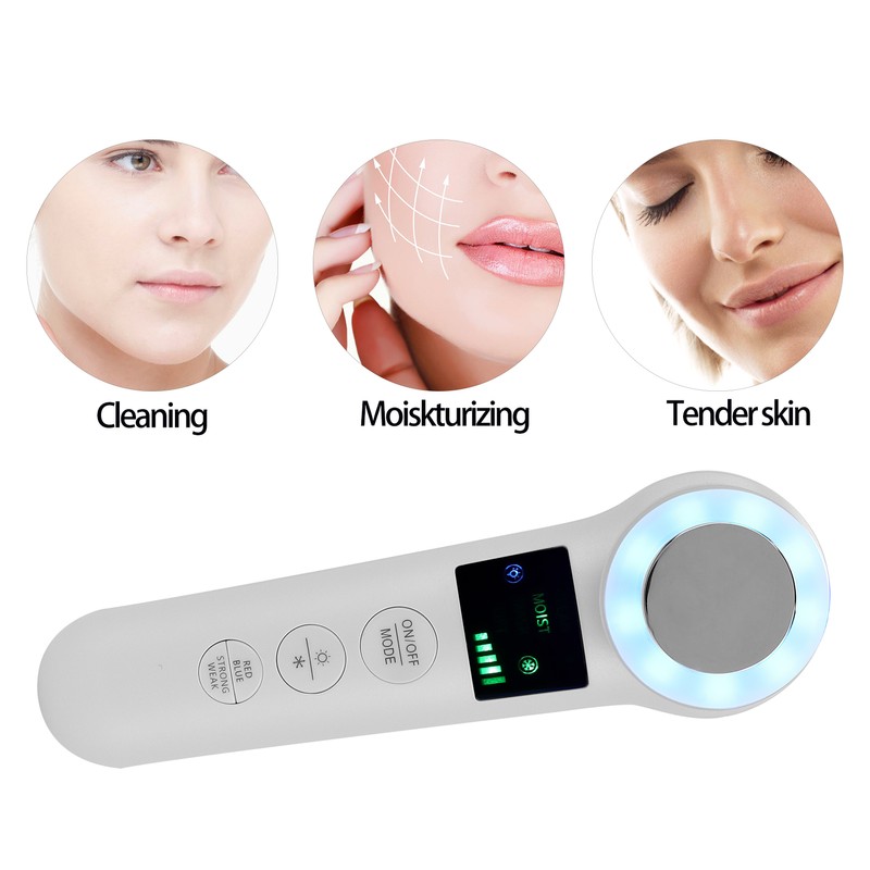 Hot Cold Face Massager Handheld Facial Vibration Massager Red Blue