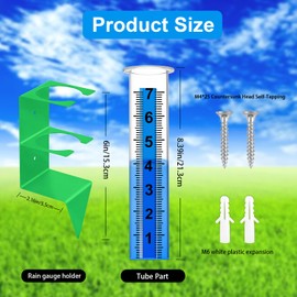 Timenued Rain Gauge Outdoor,7" Capacity Rain Gauge Outdoors Best Rated with Stainless Steel Mounting Rack Holder,Freeze Proof Plastic Large Rain Gauge for Yard Garden Fence Lawn Patio Farm (Green)
