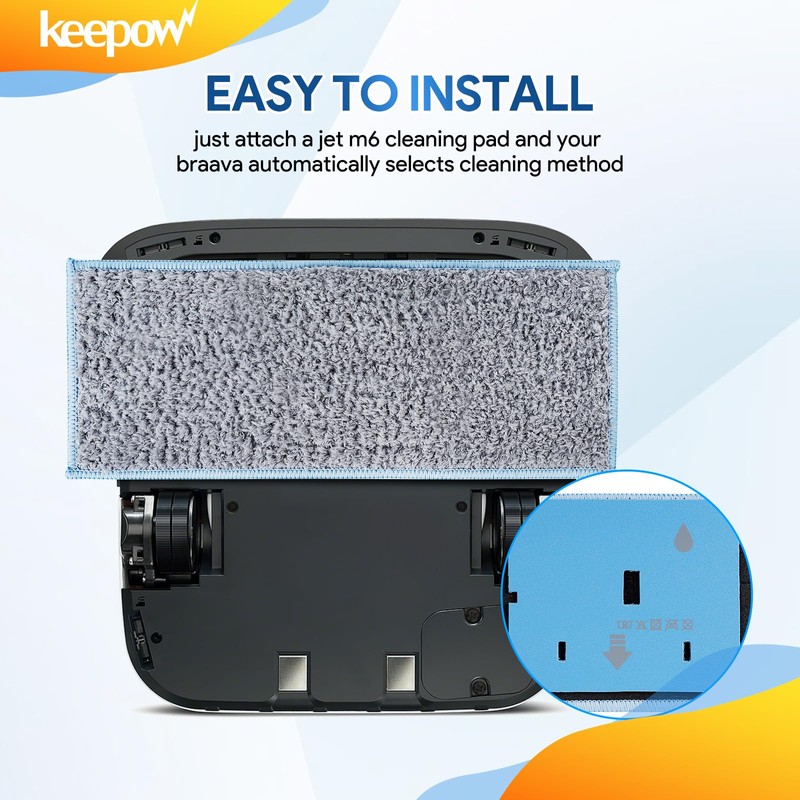 KEEPOW 4 Washable & Reusable Mop Pads for iRobot Braava