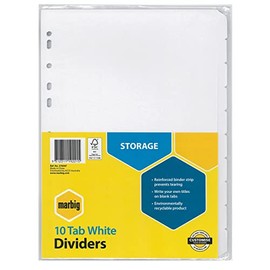 Marbig Indices & Dividers 10 Tab Manilla A4 White