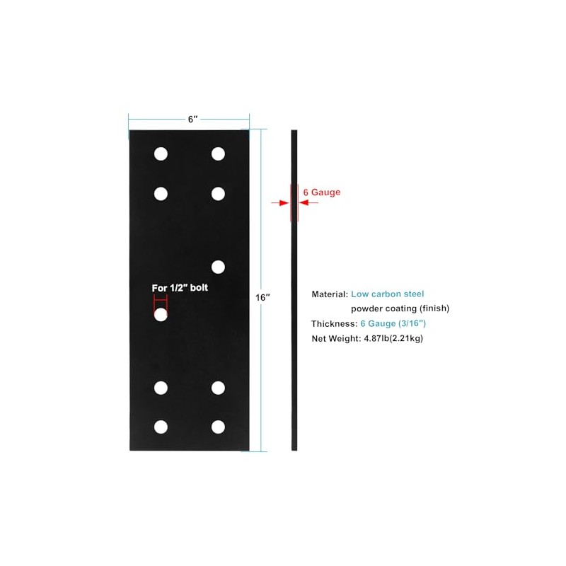 eoere 2 PCS Flat Splice Plate Bracket for 8x8 Lumber,