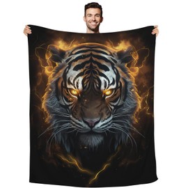 Huke Tiger Gifts Blanket, Cool Black Fire Tiger Blanket, Tiger Blankets for Women/Men/Teens/Kids, Tiger Gifts for Tiger Lover, Cool Men Boy Blanket for Christmas Birthday, Tiger Throw Blanket,50"X40"